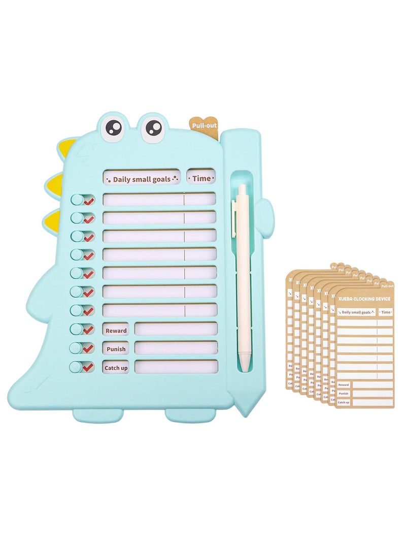 Kids Chore Chart  Reward Checklist: Dry Erase Daily Routine Board with Cute Animal Design | Responsibility Morning Schedule for Children, Toddlers | Home Behavior Management Tool (Blue) - Image 1